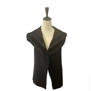 Black Label By Chico's Reversible Faux Fur Vest Womens 00 XS Open Front